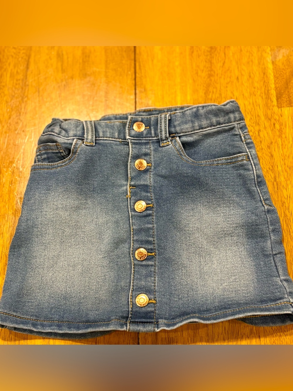 Cat & Jack Girls 4T Denim Button Front Skirt Stretch Blue Jean Skirt